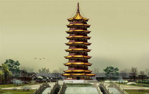 在《平江图》碑中已经刻出,现称北寺塔,仍是苏州城主要大街的重要对景