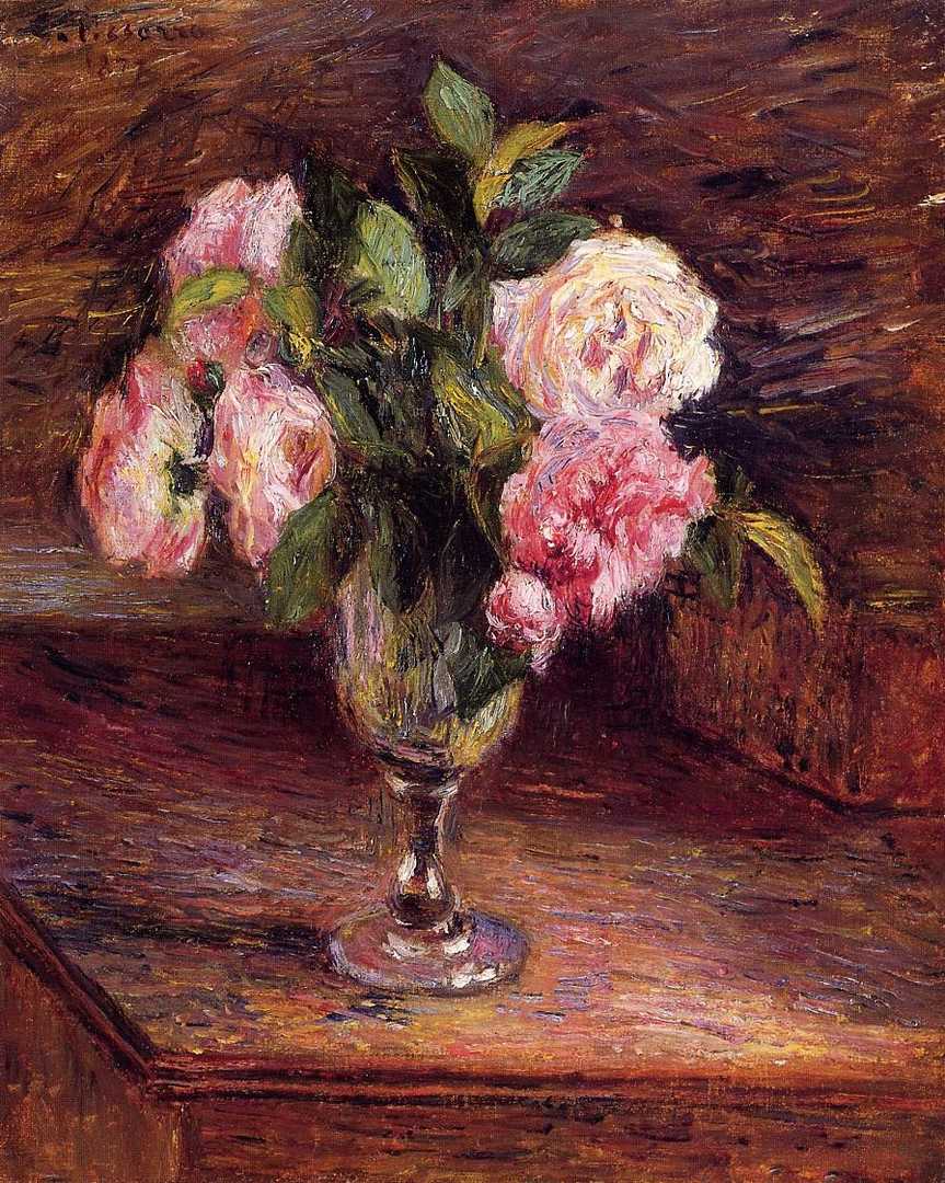 roses in   glass 卡米耶·毕沙罗 (pissarro, camille)