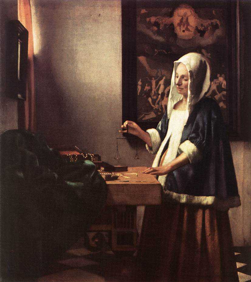 woman holding balance 扬·弗美尔(vermeer jan)